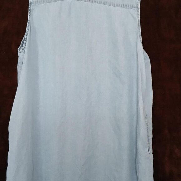 Womens Terre Bleue Gray Flower Embroidered Tunic Shirt Dress w/Pockets - Picture 5 of 8